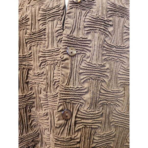Great Cavalier Blazer Jacket Women Large Brown Button Texture Print Vintage - Picture 3 of 9